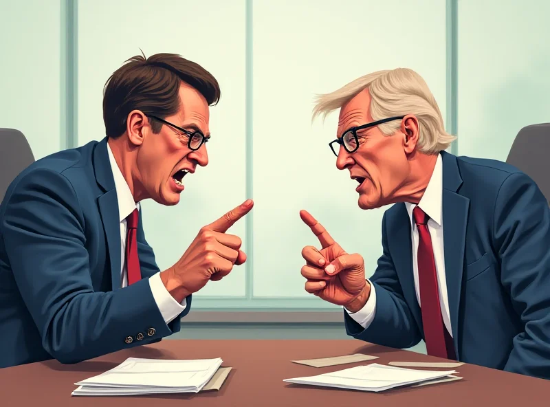 Illustration of two politicians arguing, emphasizing the tension and disagreement between them.