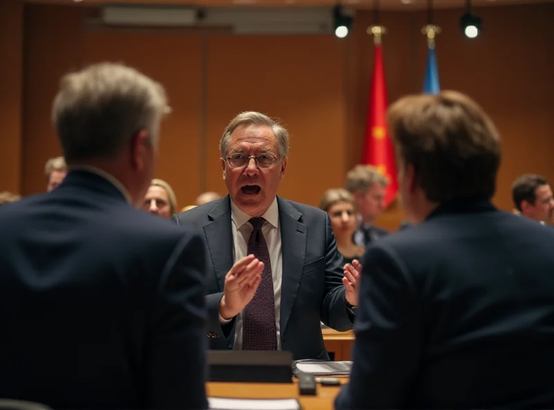 Image of a political debate in the German parliament, with representatives from CDU/CSU and SPD arguing.