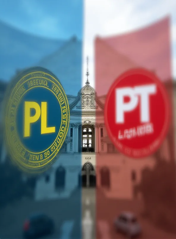 A split screen showing the logos of the PL (Liberal Party) and PT (Workers' Party), with the Brazilian Chamber of Deputies building in the background.