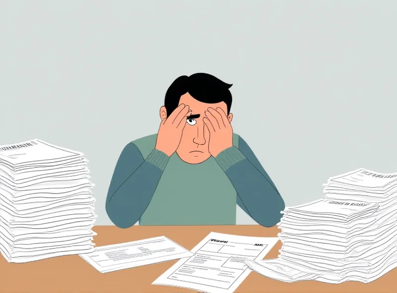 Illustration of a stressed taxpayer looking at a tax form