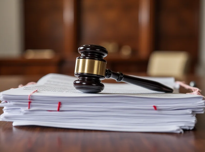 A gavel resting on top of a stack of legal documents