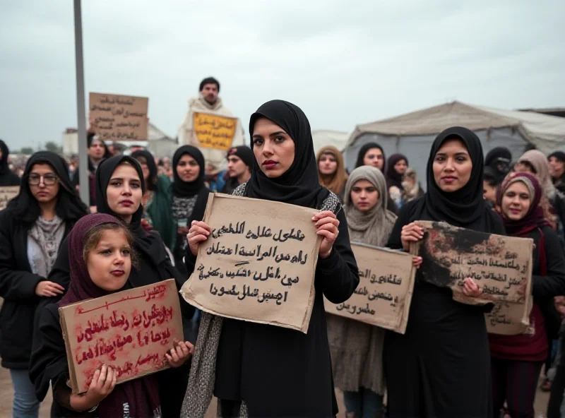 A group of people protesting with signs.