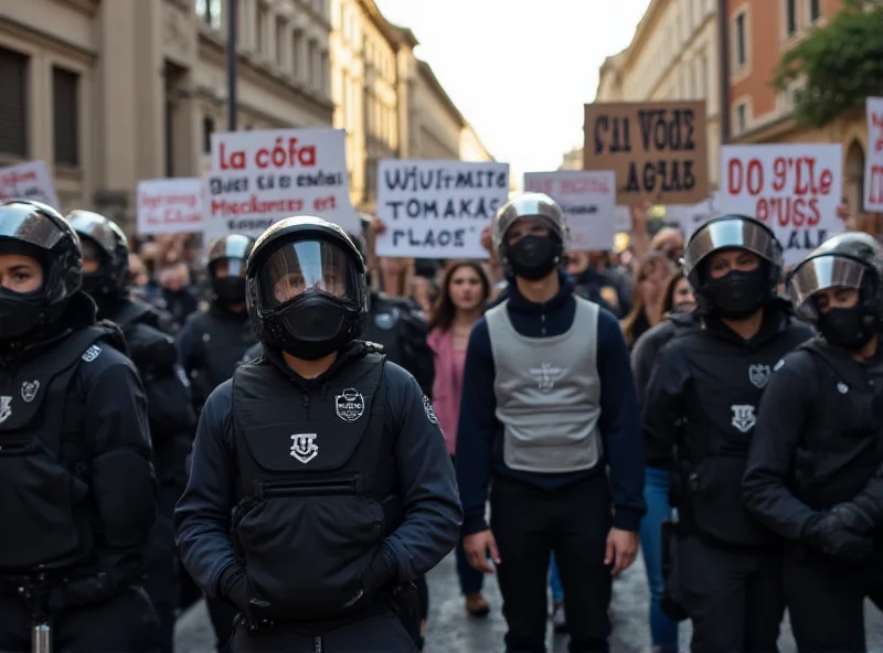 A photograph of students protesting with signs outside a university building in Bologna, Italy.