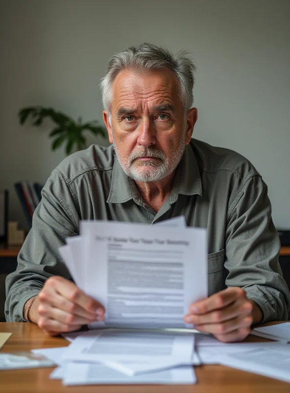 A man looking frustrated while holding paperwork related to Social Security