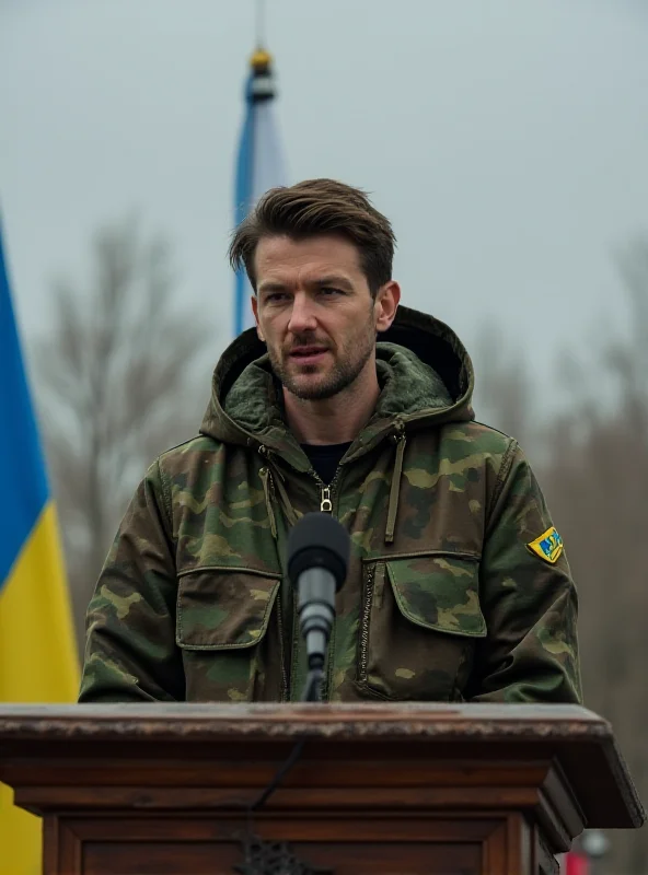 Zelensky speaking in military attire