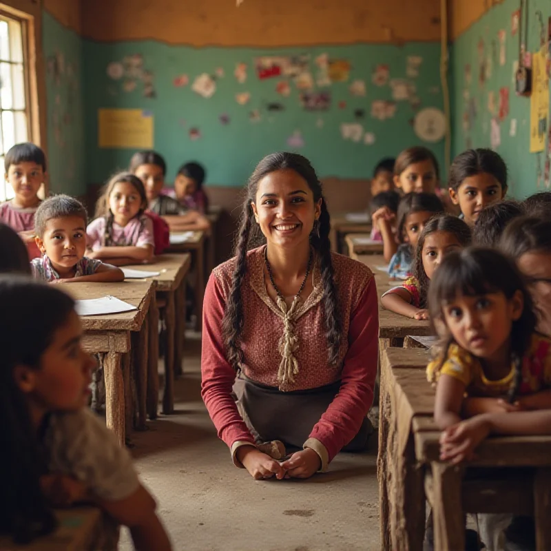 A classroom of children in a rural school