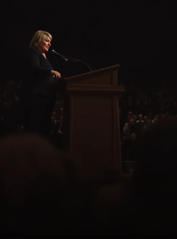 A person standing at a podium, speaking passionately.