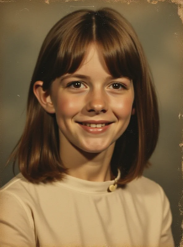 A faded photograph of De Anna Lynn Johnson, a young girl with a hopeful expression.