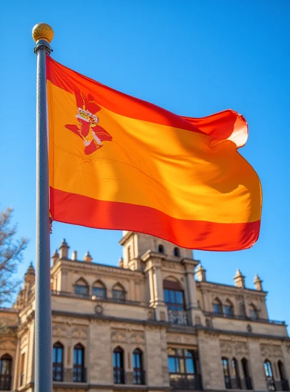 The Catalan flag, the Senyera, waving proudly in front of the Palace of the Generalitat in Barcelona.