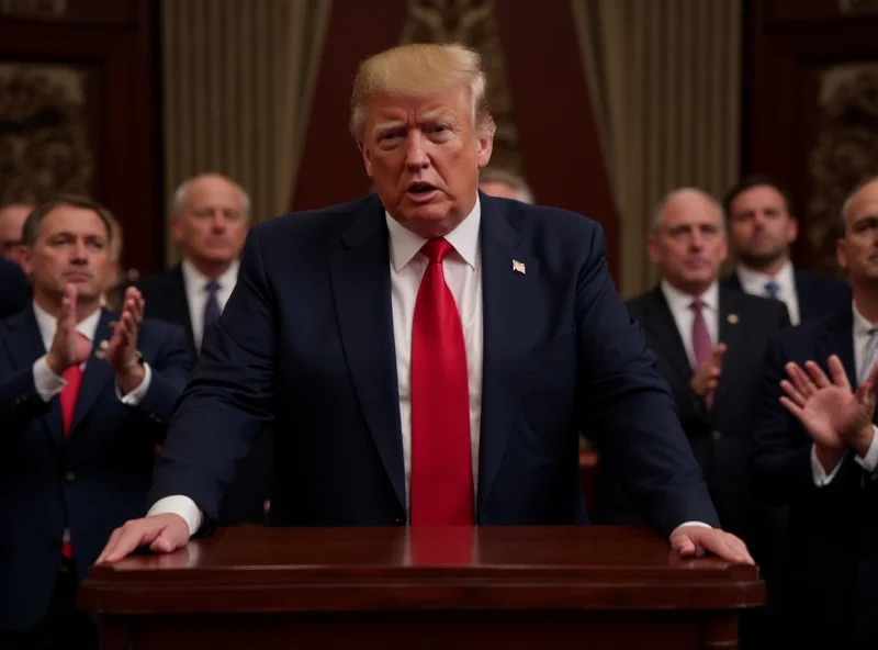 President Trump addressing a joint session of Congress, with members of both parties in attendance.