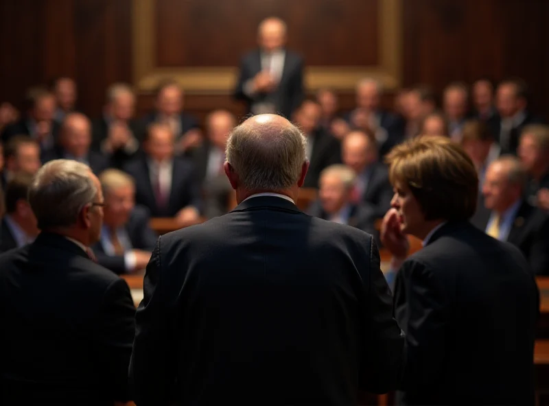 Image depicting a tense political debate in a congress hall, with representatives arguing over debt reduction proposals.