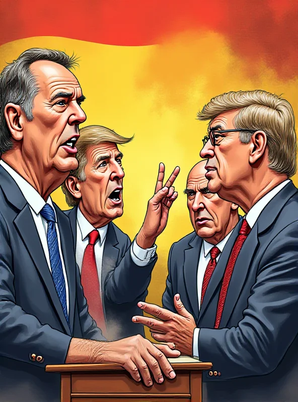 Cartoon illustration of politicians arguing in a courtroom