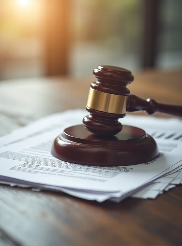 A gavel on top of a pile of documents.