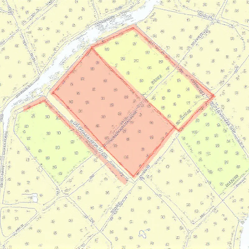 A detailed map showing cadastral boundaries and land parcels.