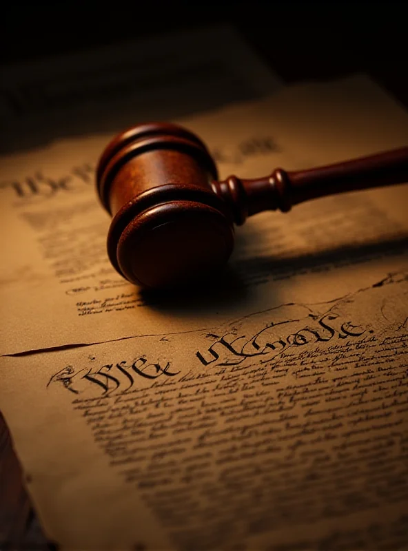 A gavel resting on a copy of the US Constitution, symbolizing the rule of law and the consequences of breaking it.