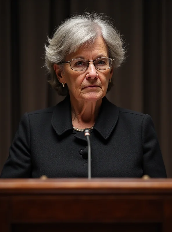 Image of Liliana Segre giving a speech, looking serious.