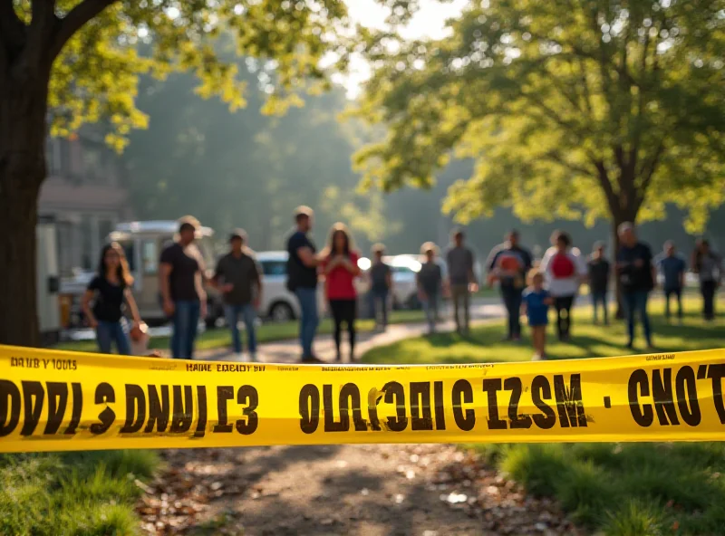 Image of a family barbecue with police tape in the background