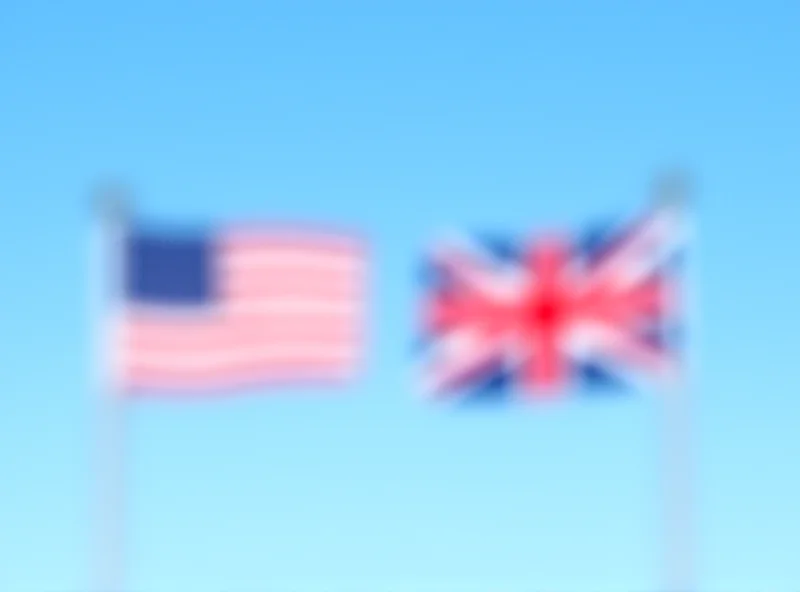 An American and British flag waving side-by-side