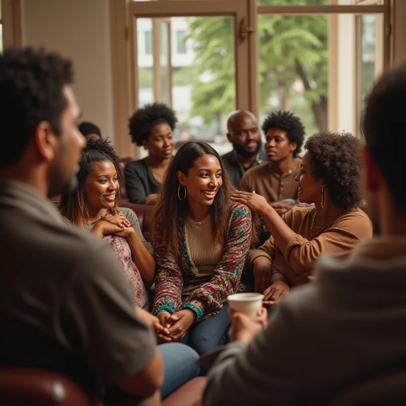 Image of diverse people gathered together in a community setting