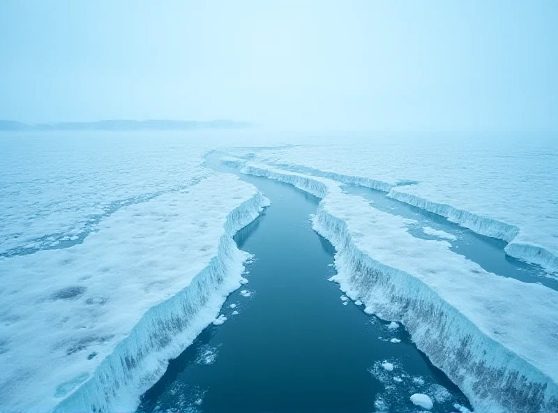 Aerial view of Greenland's icy landscape.