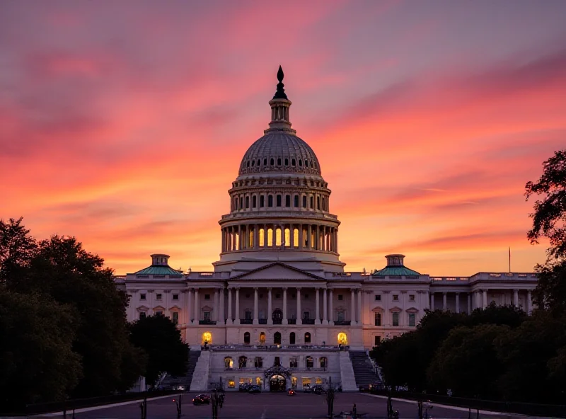 The United States Capitol Building at sunset.