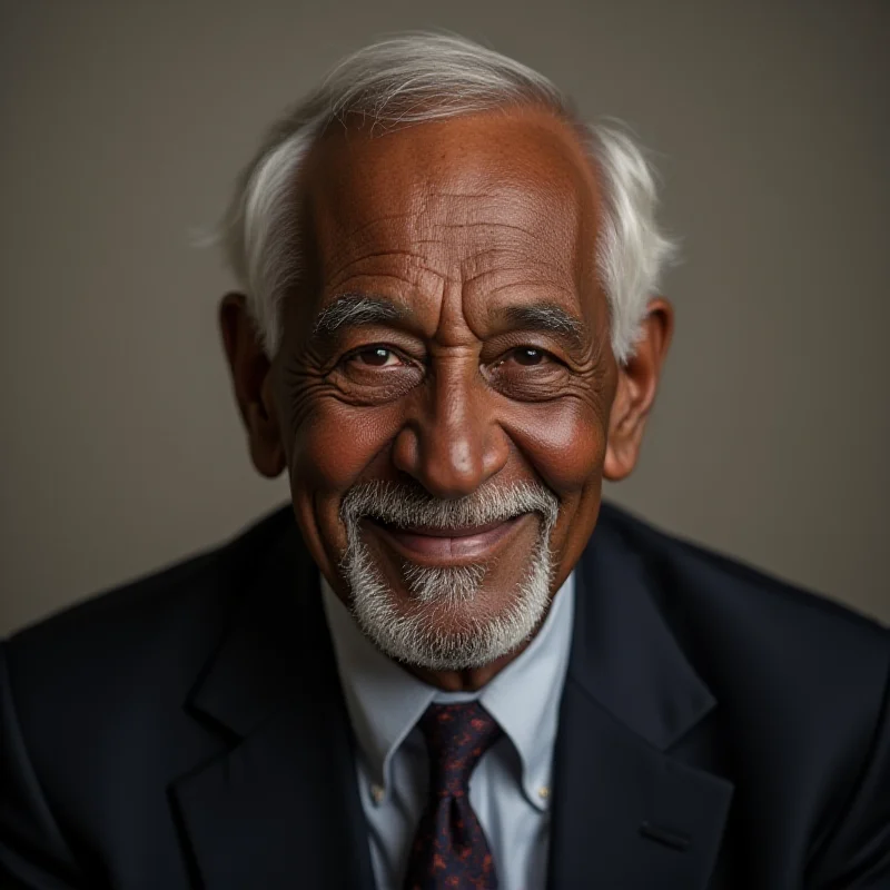 Portrait of Robert Clark, an elderly black man wearing a suit and tie, smiling gently.