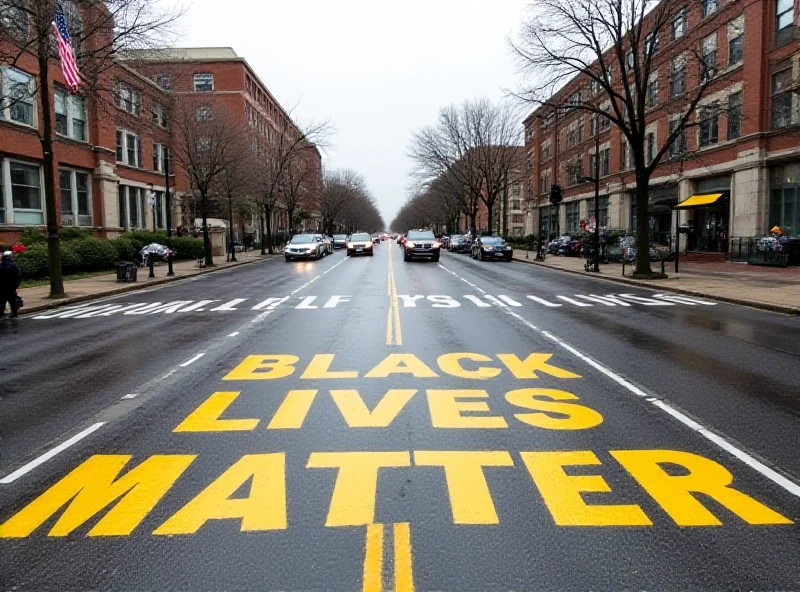 The Black Lives Matter painting on the street