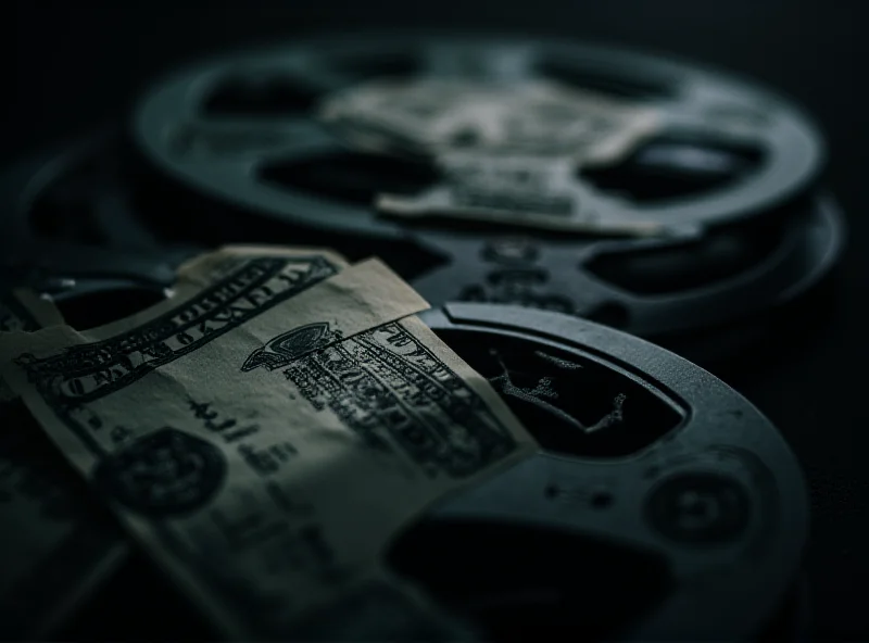 Film reels and money exchanging hands, symbolizing film financing.