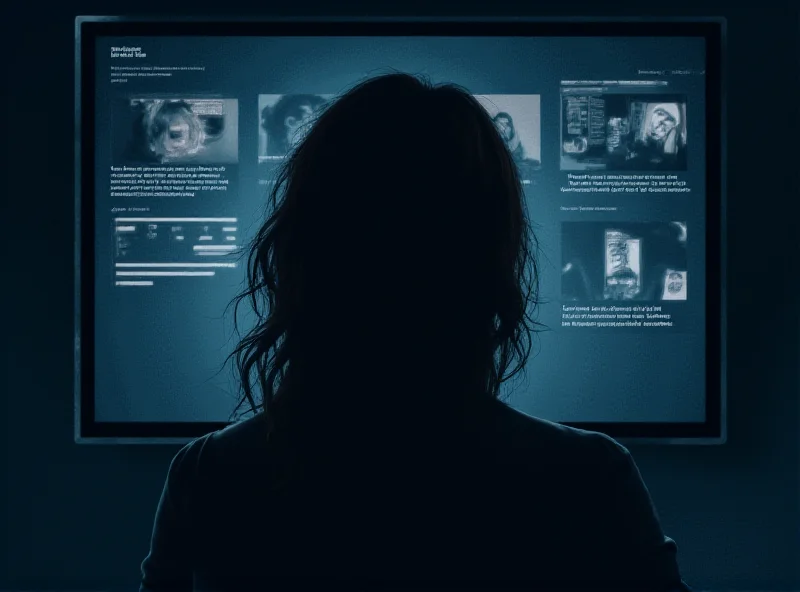 Digital illustration depicting a person looking at a screen with concerning content, symbolizing the dangers of unregulated online pornography. The scene is dark and moody, emphasizing the potential harm.