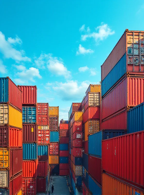 A photograph of shipping containers at a port, representing international trade.