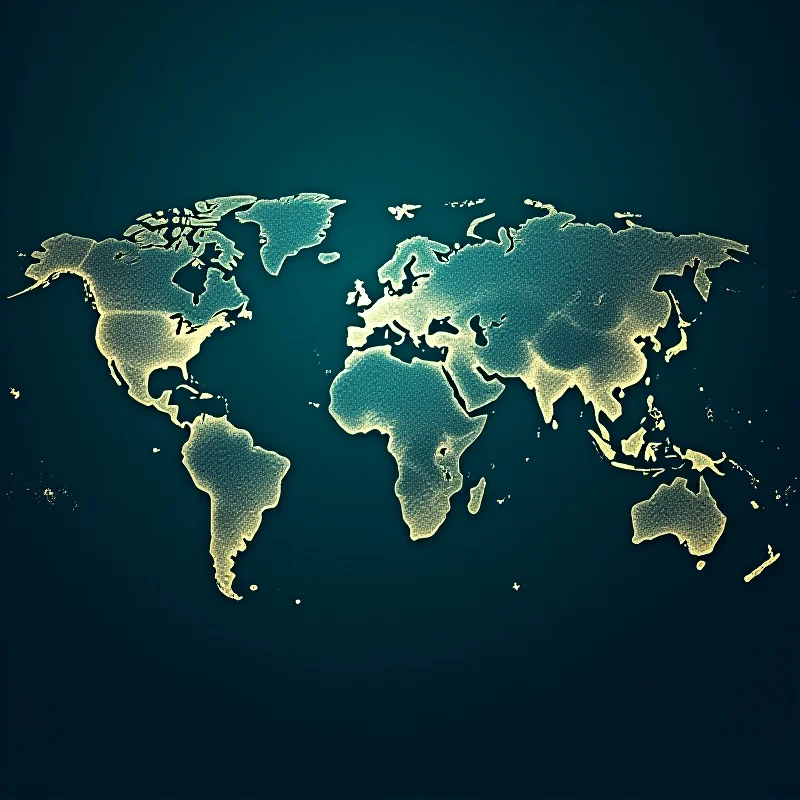 A digitally enhanced image showing a world map with interconnected lines symbolizing global politics and trade.