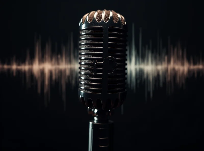 AI generated image of a microphone with sound waves surrounding it, suggesting audio manipulation.