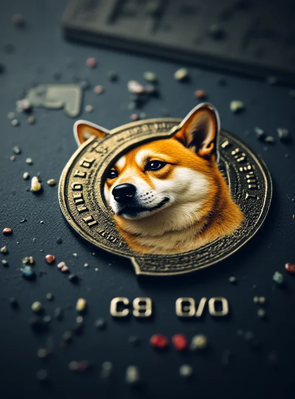 A stylized image of a credit card with the Dogecoin logo overlaid, suggesting a financial disruption or security issue.