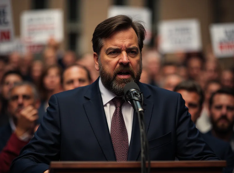 A serious-looking Guilherme Boulos speaking at a political rally.