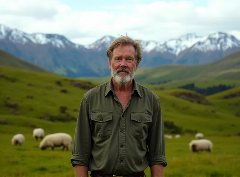 James Cameron looking thoughtful against a backdrop of a New Zealand landscape.