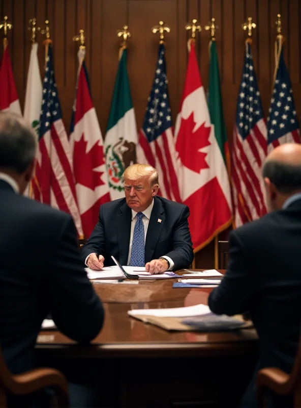 Image depicting trade negotiations between the United States, Mexico, and Canada.