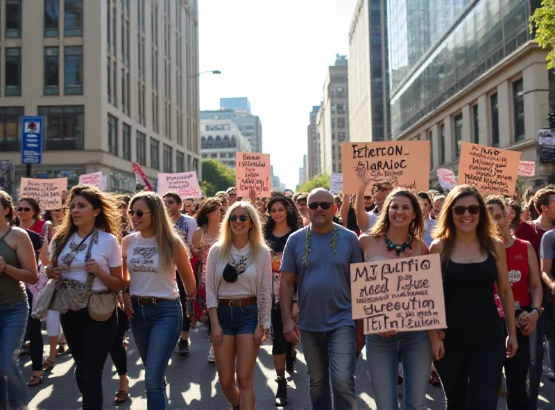 Image of protesters holding signs related to immigration and national security.