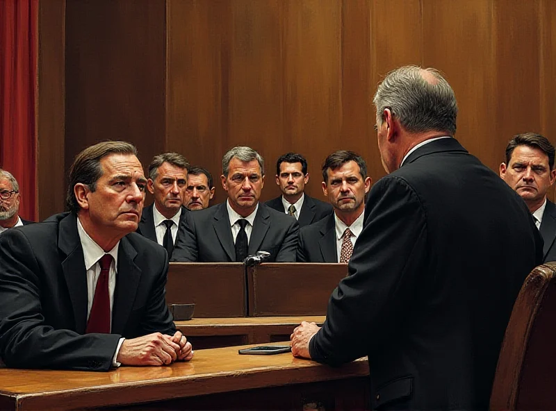 Illustration of a courtroom scene with a judge and jury, focusing on the gravity of the sentencing.