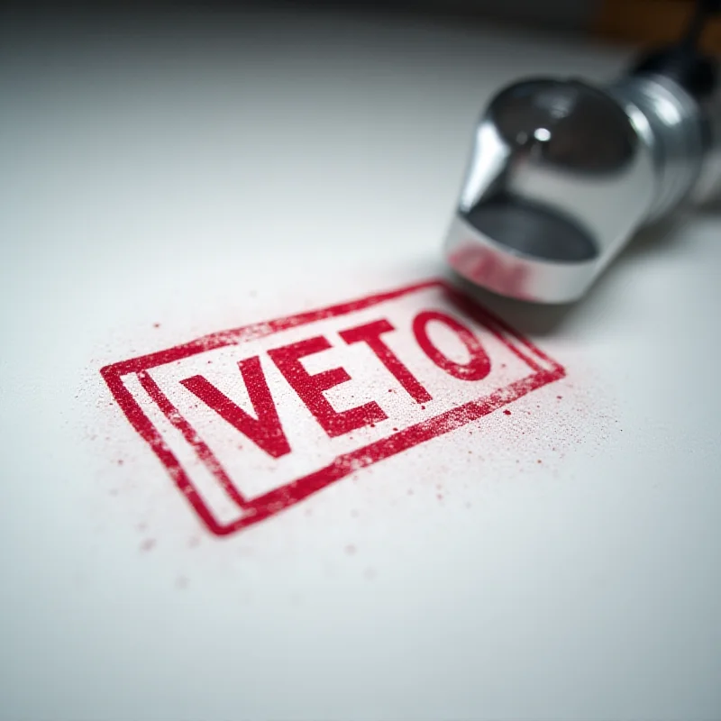 A symbolic image of a veto stamp on a document