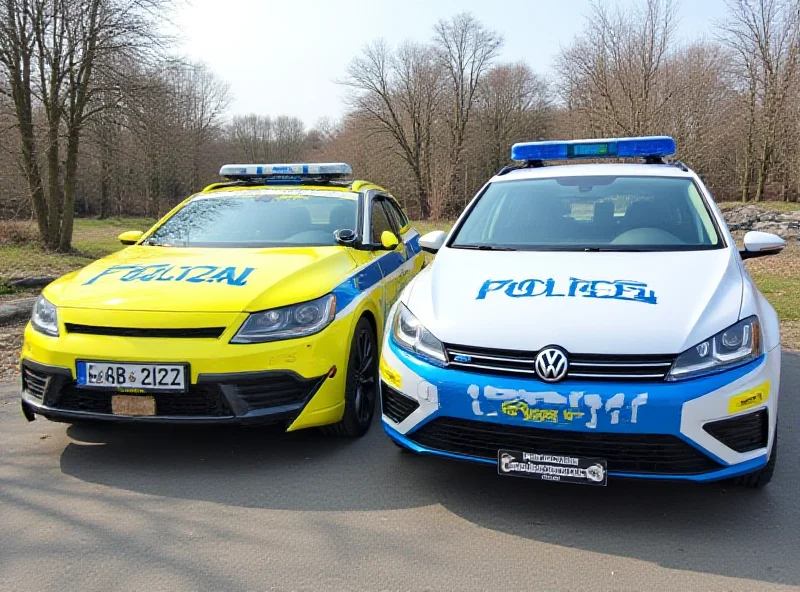 Two slovak police cars with the old and new designs side by side