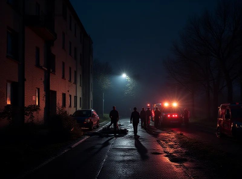 Emergency services at the scene of a shooting in Gliwice, Poland.