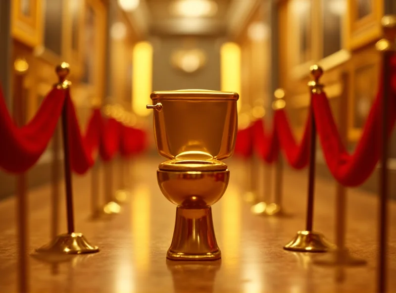 Conceptual image of a gold toilet being stolen