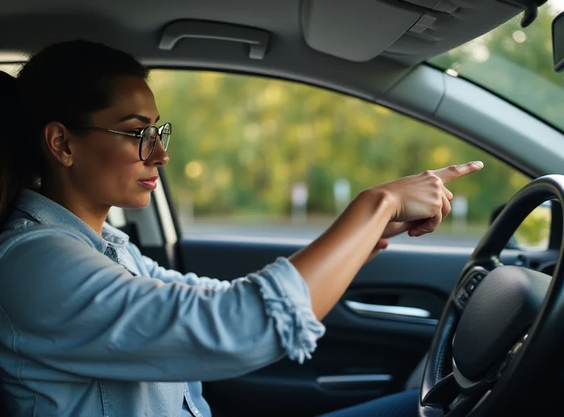 Driving instructor with student in a car during a driving lesson.