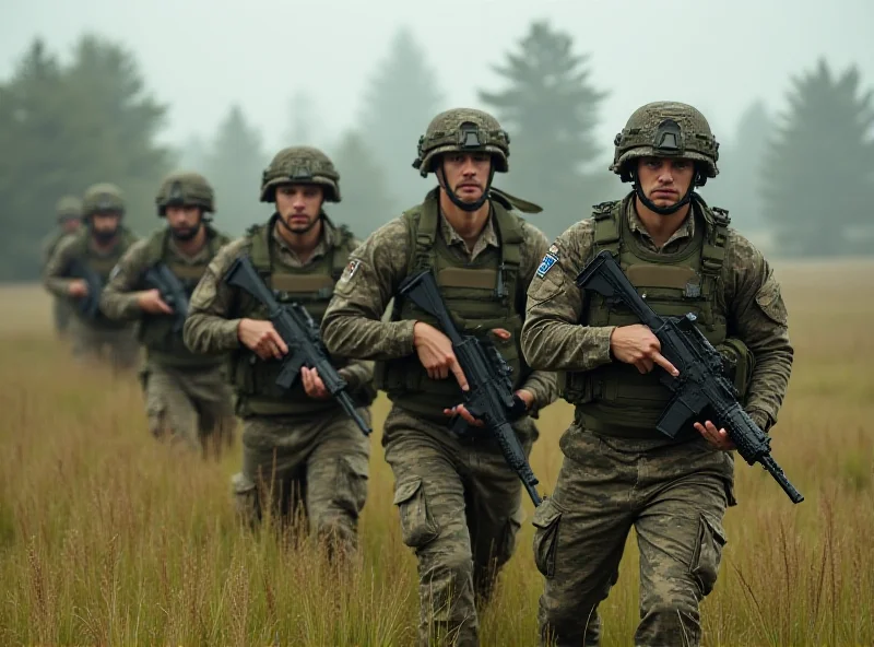 Polish soldiers training in a field, wearing camouflage uniforms.