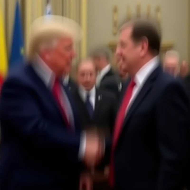 Donald Trump and Volodymyr Zelensky shaking hands at a formal event.