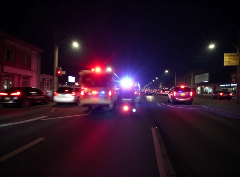 A blurred image of a car accident at an intersection at night, conveying a sense of tragedy and urgency.