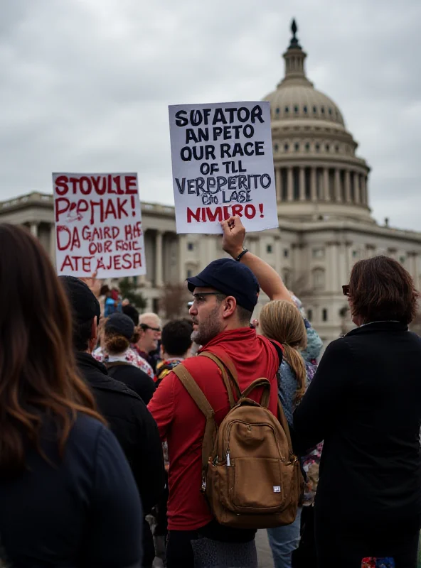 A diverse group of people protesting