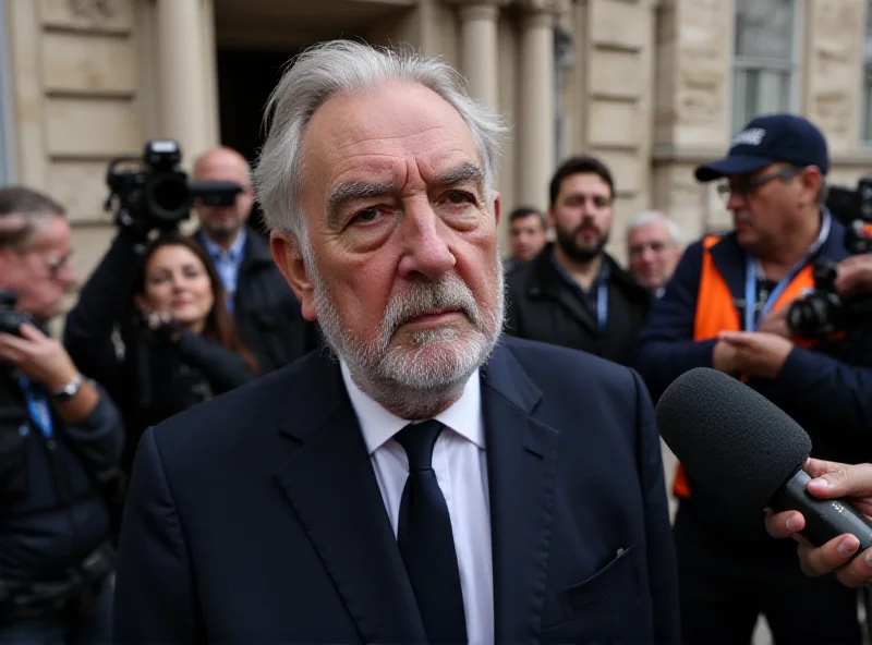 Bernard Squarcini leaving a courthouse in Paris, surrounded by reporters.