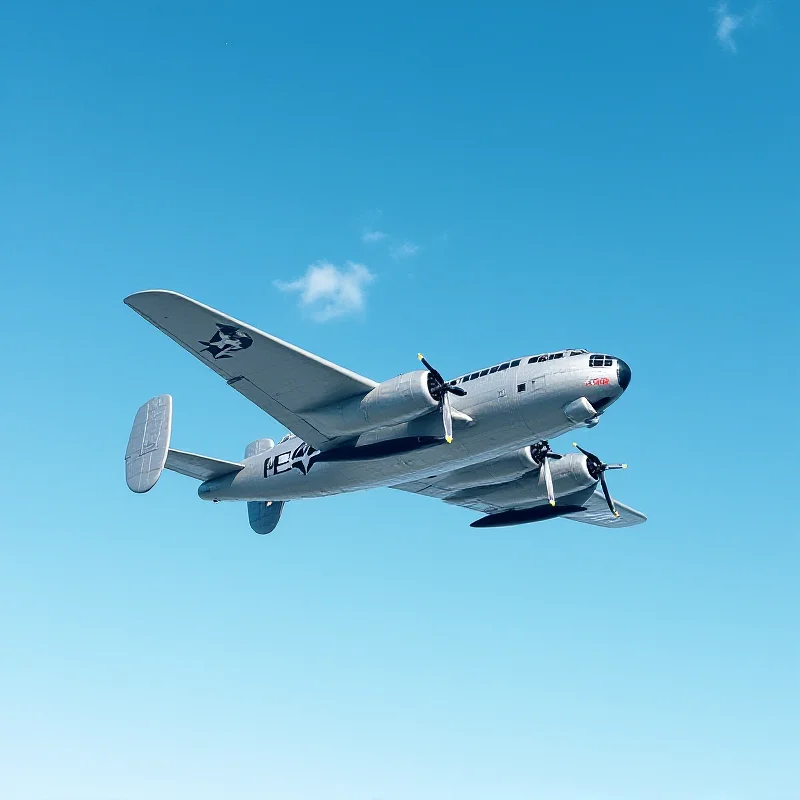 The Enola Gay, a B-29 Superfortress bomber, in flight.