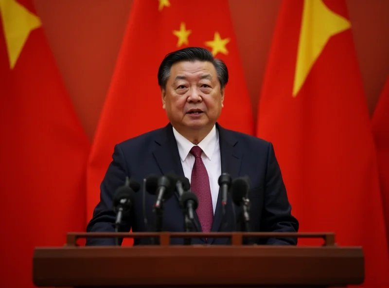 Wang Yi, China's Foreign Minister, addressing a press conference with microphones and reporters in the foreground.